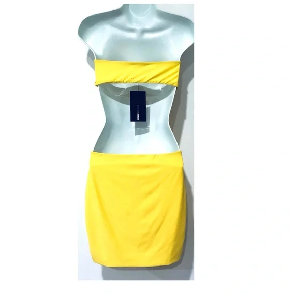 THINK OF ME TUBE MINI DRESS YELLOW.SIZE SMALL - Picture 3 of 7